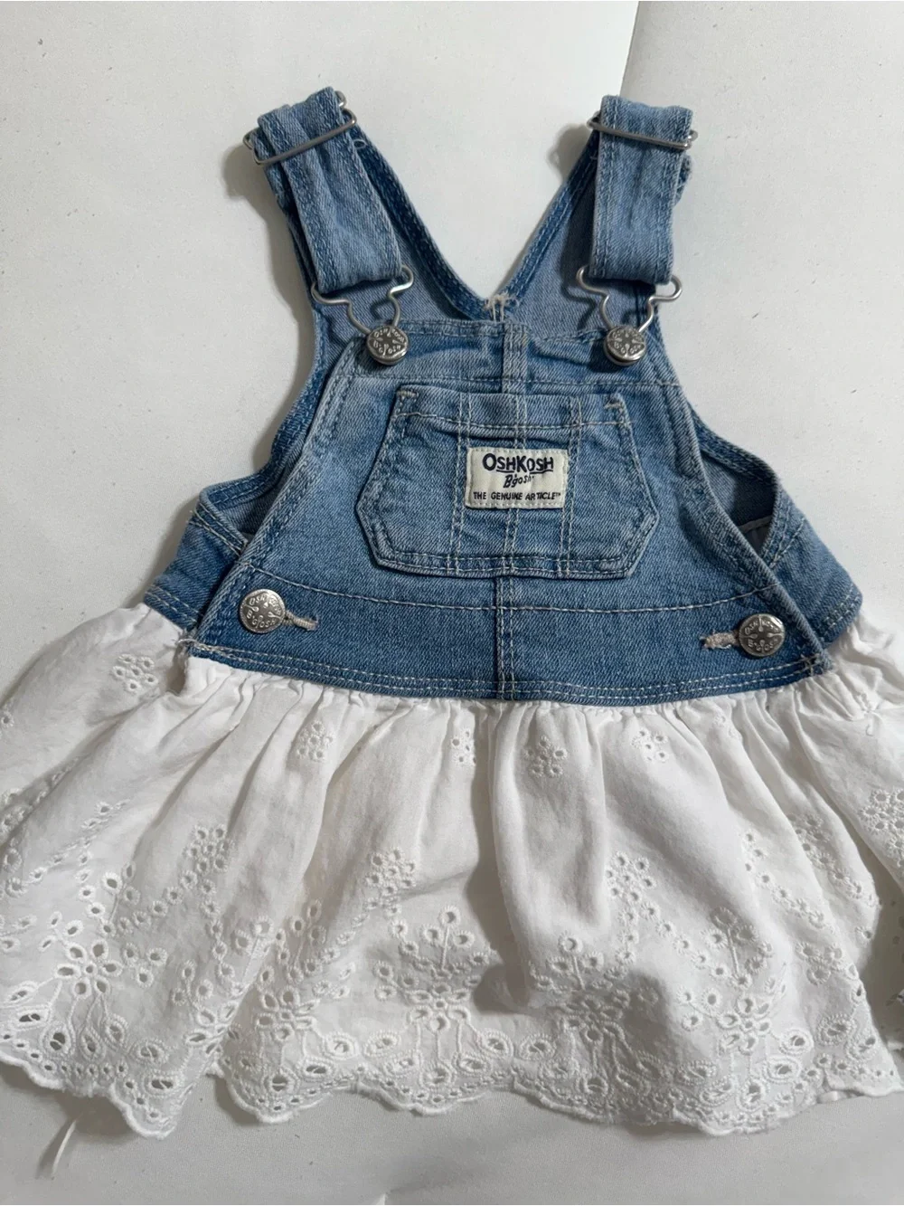 Baby Girl OshKosh B'gosh Denim Overall Dress with White Skirt - Blue